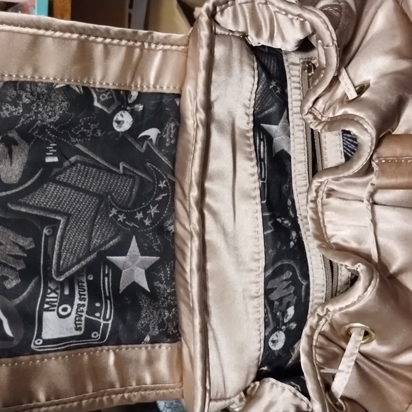 pink champagne satin mini backpack - Picture 3 of 7